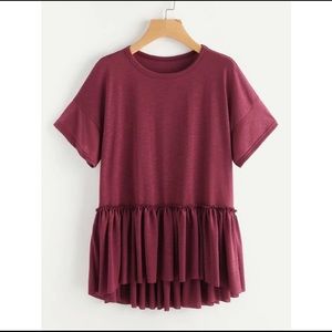 Drop Waist Ruffle Hem Tee